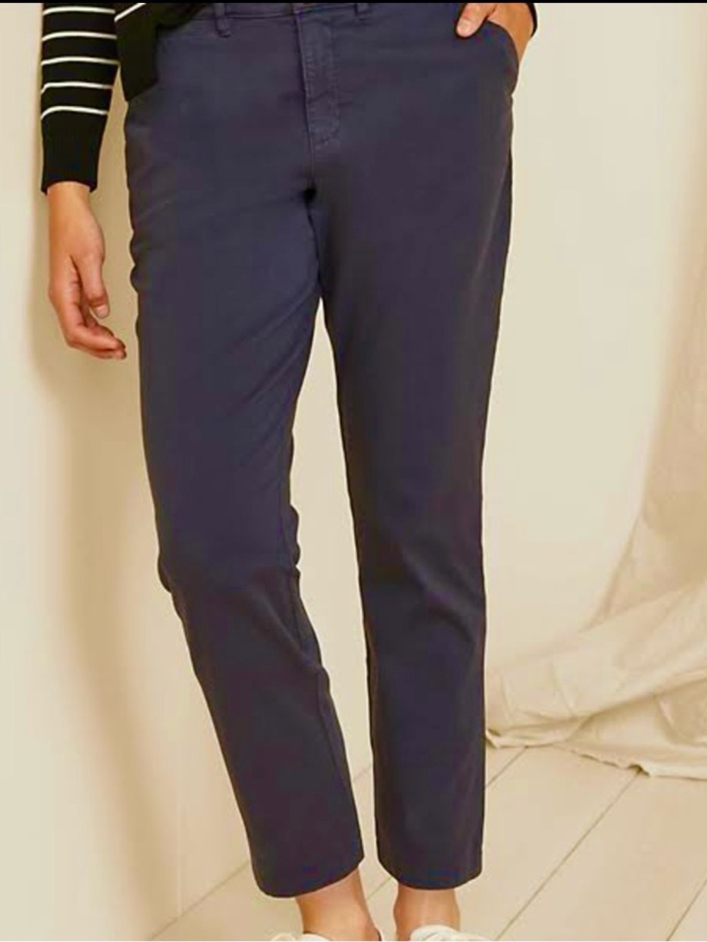 rag & bone Stone-Washed Navy Blue Chino Ankle Pants, size 26